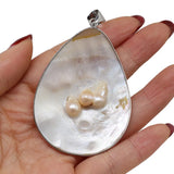 Natural Shell Pendant Mother of Pearl With Pearl Charms for Jewelry Making