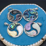 Round Abalone Shell Pendant for DIY Jewelry Necklace 42x42mm