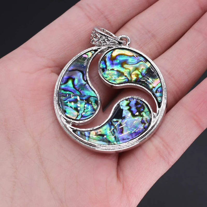 Round Abalone Shell Pendant for DIY Jewelry Necklace 42x42mm