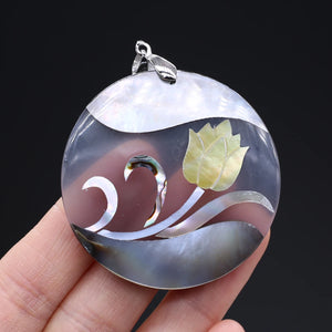 Natural Shell Pendant Mother Of Pearl Round Charms DIY Necklace Accessory