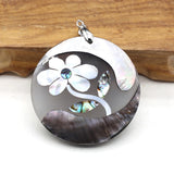 Mother Of Pearl Shell Round Pendant Charms For Jewelry Making