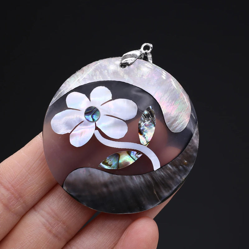 Mother Of Pearl Shell Round Pendant Charms For Jewelry Making