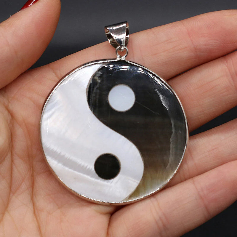 Natural Shell Pendant Yin Yang Balance Religion Soul DIY Necklace Jewelry