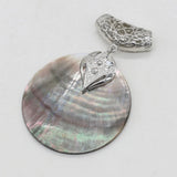 Round Mother of Pearl Abalone Shell Pendant for DIY Jewelry Making