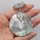 Round Mother of Pearl Abalone Shell Pendant for DIY Jewelry Making