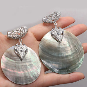 Round Mother of Pearl Abalone Shell Pendant for DIY Jewelry Making