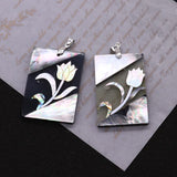 Resin Black Shell Magnolia Flower Necklace Pendant DIY Jewelry