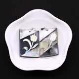 Resin Black Shell Magnolia Flower Necklace Pendant DIY Jewelry