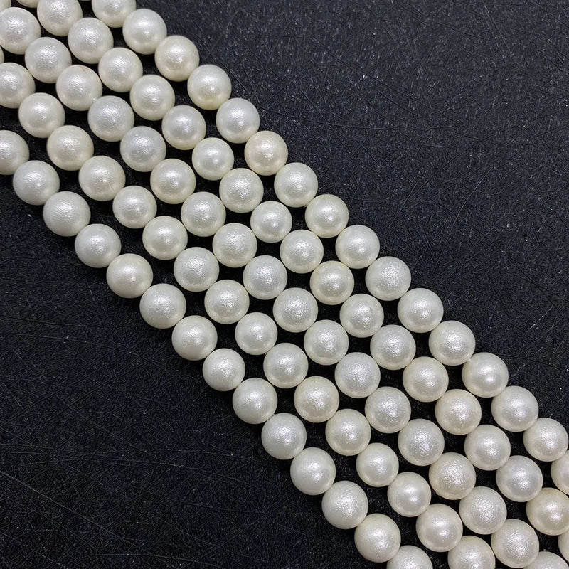 Frosted Natural Shell Round Beads - DIY Jewelry Making Supplies