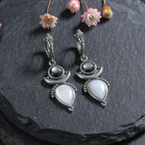 Natural Shell Stone Drop Earrings 925 Sterling Silver Hoop Earring Party Gift