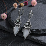 Natural Shell Stone Drop Earrings 925 Sterling Silver Hoop Earring Party Gift
