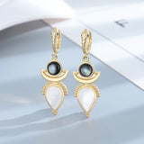 Natural Shell Stone Drop Earrings 925 Sterling Silver Hoop Earring Party Gift