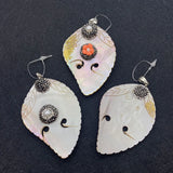 Natural Shell Butterfly Leaf Pendant Inlaid Rhinestone Pearl Charm DIY Jewelry