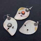 Natural Shell Butterfly Leaf Pendant Inlaid Rhinestone Pearl Charm DIY Jewelry