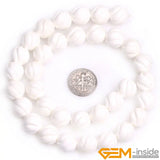 Tridacna Stone Round Carved Flower Beads for Jewelry Making DIY 15''