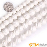 Tridacna Stone Round Carved Flower Beads for Jewelry Making DIY 15''