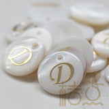 Natural Shell Alphabet Charm - Letter Round 15mm