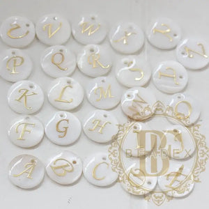 Natural Shell Alphabet Charm - Letter Round 15mm