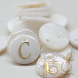 Natural Shell Alphabet Charm - Letter Round 15mm