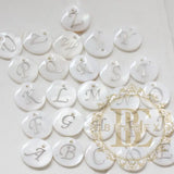 Natural Shell Alphabet Charm Round 15mm B203