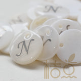Natural Shell Alphabet Charm Round 15mm B203