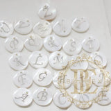 Natural Shell Alphabet Charm Round 15mm B203