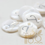 Natural Shell Alphabet Charm Round 15mm B203