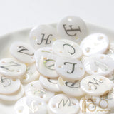 Natural Shell Alphabet Link Round 15mm (B207)