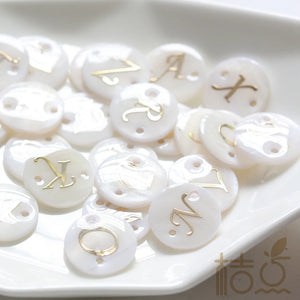 Natural Shell Alphabet Link Round 15mm