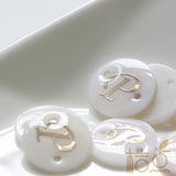Natural Shell Alphabet Link Round 15mm