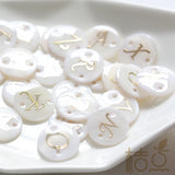 Natural Shell Alphabet Link Round 15mm