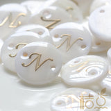 Natural Shell Alphabet Link Round 15mm