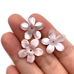 Pink Carved Shell Flower Charms for Jewelry Making Necklace Earring DIY
