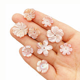 Pink Carved Shell Flower Charms for Jewelry Making Necklace Earring DIY