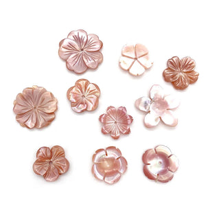 Pink Carved Shell Flower Charms for Jewelry Making Necklace Earring DIY