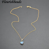 Labradorite Heart Pendant Necklace Linked Chains Women Jewelry