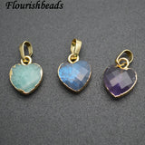 Labradorite Heart Pendant Necklace Linked Chains Women Jewelry