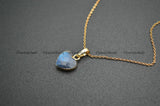 Labradorite Heart Pendant Necklace Linked Chains Women Jewelry