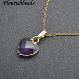 Labradorite Heart Pendant Necklace Linked Chains Women Jewelry