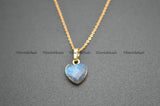 Labradorite Heart Pendant Necklace Linked Chains Women Jewelry