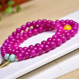 Natural Shu Julai Chalcedony Beaded Bracelets 6mm Pink Crystal Stone DIY Gift