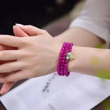 Natural Shu Julai Chalcedony Beaded Bracelets 6mm Pink Crystal Stone DIY Gift