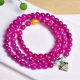 Natural Shu Julai Chalcedony Beaded Bracelets 6mm Pink Crystal Stone DIY Gift
