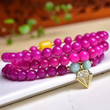 Natural Shu Julai Chalcedony Beaded Bracelets 6mm Pink Crystal Stone DIY Gift