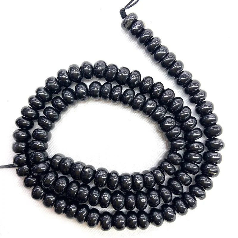 Shungite Stone Beads 15'' Rondelle for Jewelry Making