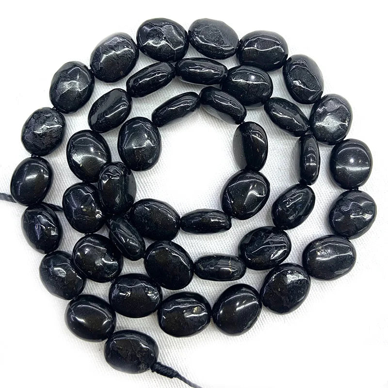 Natural Shungite Stone Beads 15'' Oval DIY Loose Beads
