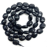 Natural Shungite Stone Beads 15'' Oval DIY Loose Beads