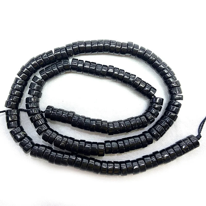 Natural Shungite Stone Beads 15'' Rondelle DIY Loose Beads