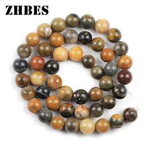 Silicified Wood Stone Ball Beads 6/8/10/12MM Round Spacers