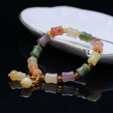 Natural Silk Agate Bamboo Beads Bracelet Women Bangle Lucky Charm Gourd Pendant